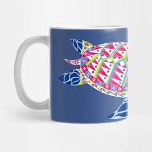 kawaii mexican caribbean carey turtle tortoise in ecopop floral wallpaper Mug